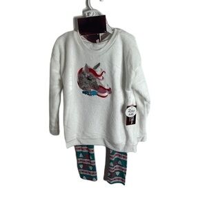 Nanette Kids Unicorn Outfit Sweatshirt Pants Headband NWT Sz 6 White Green
